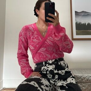 if it were me Pink V-Neck Sweater
